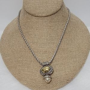 Brighton Silver Two Sided Pendant Necklace